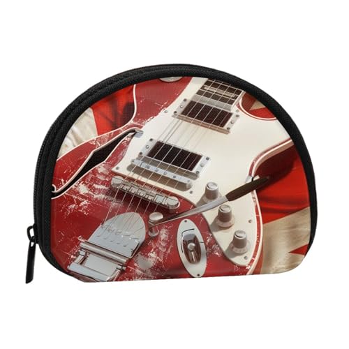 JKLQWC Geldbörse für Damen, Motiv: Gitarre, britische Flagge, niedlich, kleine Kleingeldbörse mit Reißverschluss, Schwarz , Einheitsgröße, Modern von JKLQWC