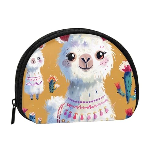 JKLQWC Geldbörse mit Cartoon-Alpaka-Motiv, niedliches Tiermotiv, für Damen, kleine Kleingeldbörse, Mini-Münzgeldbörse, Beutel mit Reißverschluss, Schwarz , Einheitsgröße, Modern von JKLQWC