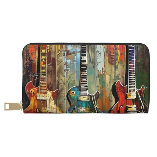 JKLQWC Guitars Kunstdruckte lange Geldbörse für Damen und Herren, stilvolle und niedliche PU-Leder-Geldbörse mit Münzfach und Kreditkartenfach, weiß, Einheitsgröße, Modern von JKLQWC