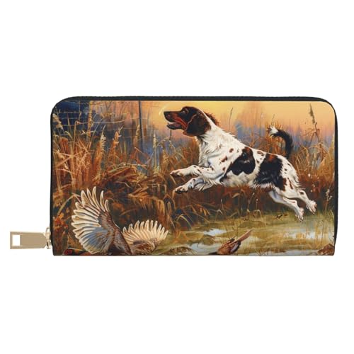 JKLQWC Hundefänger, Fasan, bedruckt, lange Geldbörse für Damen und Herren, lustig, PU-Leder, Geldbörse mit Münzfach und Kartenhalter, weiß, Einheitsgröße, Modern von JKLQWC