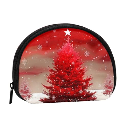 JKLQWC Kleingeldbörse für Damen, Motiv: Weihnachtsbaum, rot, bedruckt, Mini-Geldbörse mit Reißverschluss, Schwarz , Einheitsgröße, Modern von JKLQWC