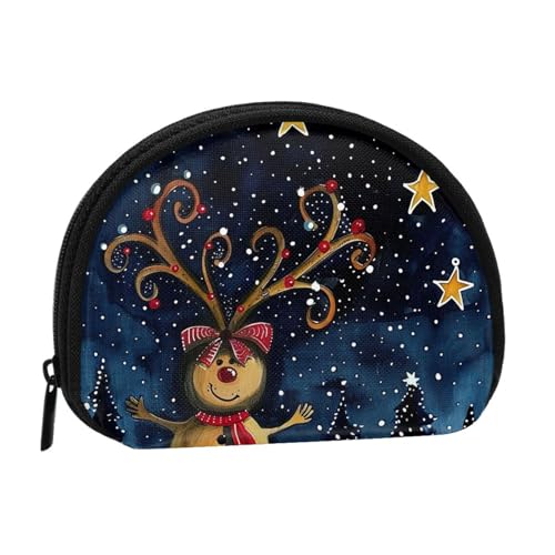 JKLQWC Kleingeldbörse mit Weihnachtsmotiv für Damen, niedliches Kleingeld, Mini-Münzgeldbörse, Beutel mit Reißverschluss, Schwarz , Einheitsgröße, Modern von JKLQWC