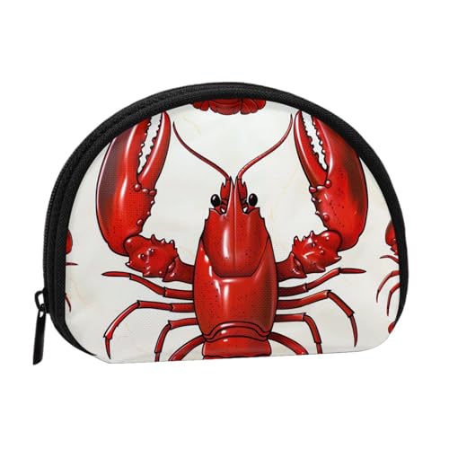 JKLQWC Kleingeldbörse mit rotem Hummer-Druck, für Damen, niedlich, klein, Münzgeldbörse, Beutel mit Reißverschluss, Schwarz , Einheitsgröße, Modern von JKLQWC