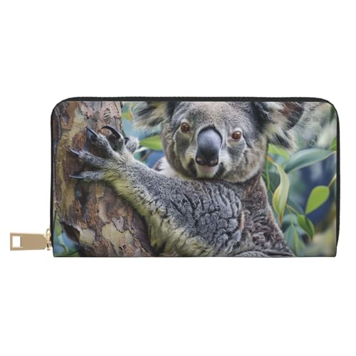 JKLQWC Koala bedruckte lange Geldbörse für Damen und Herren, stilvolle und niedliche PU-Leder-Geldbörse mit Münzgeldbörse und Kreditkartenfach, weiß, Einheitsgröße, Modern von JKLQWC