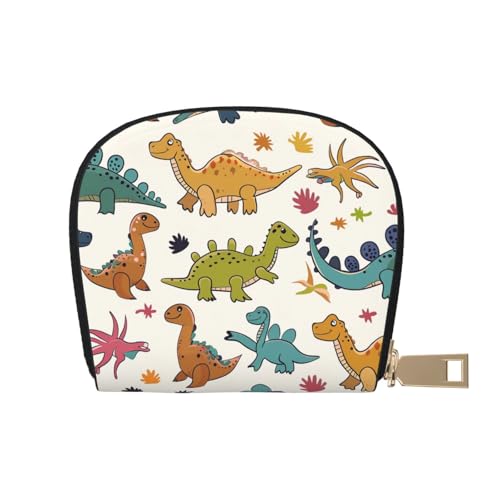 JKLQWC Kreditkartenetui mit Dinosaurier-Muster, bedruckt, für Damen und Herren, niedliches Reißverschluss-Kartenetui, Mini-Münzgeldbörse mit 12 Kartenfächern, weiß, Einheitsgröße, Modern von JKLQWC