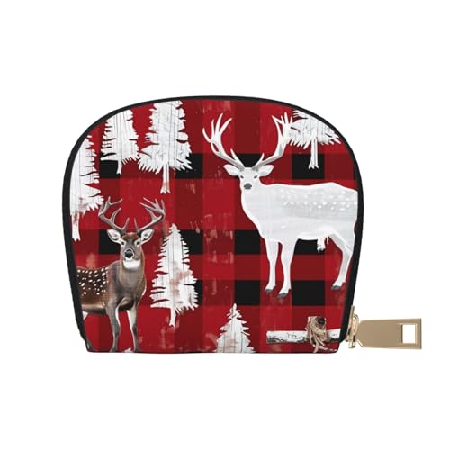 JKLQWC Kuh Hirsch Baum Weihnachten gedruckt Kreditkartenetui für Damen Herren Niedlich Reißverschluss Kartenetuis Halter Mini Münzbörse mit 12 Kartenfächern, weiß, Einheitsgröße, Modern von JKLQWC