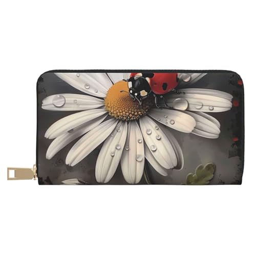 JKLQWC Ladybug Pattern Printed Long Wallet for Women Men Funny PU Leather Wallet with Coin Purse and Card Holder, weiß, Einheitsgröße, Modern von JKLQWC