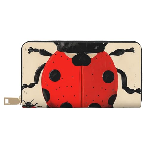 JKLQWC Ladybug bedruckte lange Geldbörse für Damen und Herren, lustige PU-Leder-Geldbörse mit Münzgeldbörse und Kartenhalter, weiß, Einheitsgröße, Modern von JKLQWC