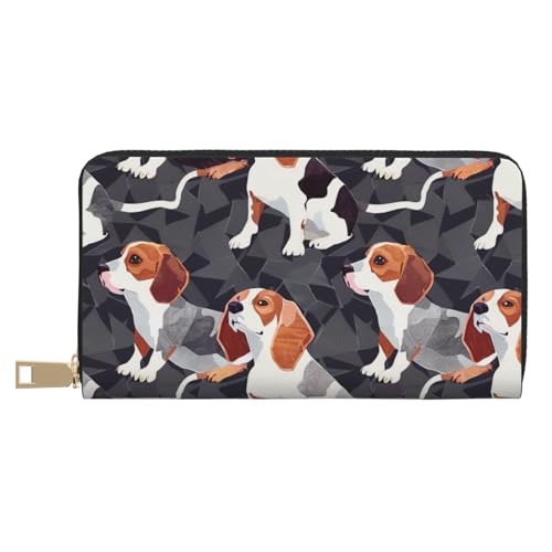 JKLQWC Lange Geldbörse mit Beagle-Muster für Damen und Herren, stilvolle und niedliche PU-Leder-Geldbörse mit Münzgeldbörse und Kreditkartenfach, weiß, Einheitsgröße, Modern von JKLQWC