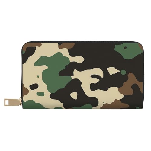 JKLQWC Lange Geldbörse mit Camouflage-Muster für Damen und Herren, lustige PU-Leder-Geldbörse mit Münzgeldbörse und Kartenhalter, weiß, Einheitsgröße, Modern von JKLQWC