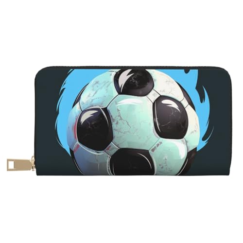 JKLQWC Lange Geldbörse mit Fußball-Motiv, für Damen und Herren, stilvoll und niedlich, PU-Leder, Geldbörse mit Münzfach und Kreditkartenfach, weiß, Einheitsgröße, Modern von JKLQWC