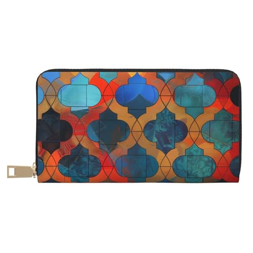 JKLQWC Lange Geldbörse mit Gittermuster für Damen und Herren, stilvolle und niedliche PU-Leder-Geldbörse mit Münzfach und Kreditkartenfach, weiß, Einheitsgröße, Modern von JKLQWC