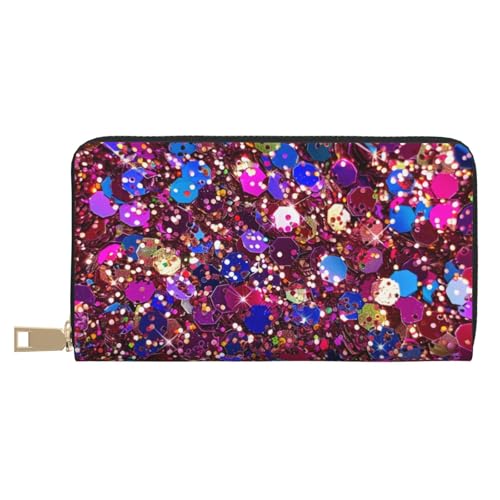 JKLQWC Lange Geldbörse mit Glitzermuster für Damen und Herren, lustige PU-Leder-Geldbörse mit Münzgeldbörse und Kartenhalter, weiß, Einheitsgröße, Modern von JKLQWC