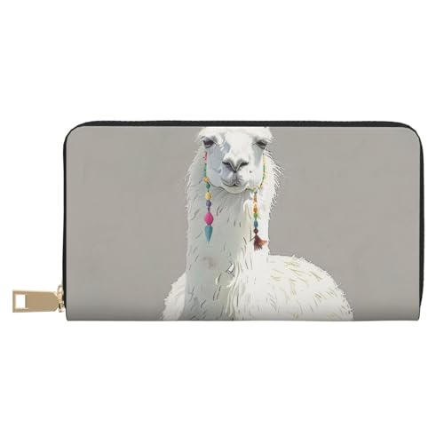 JKLQWC Lange Geldbörse mit Lama-Druck, für Damen und Herren, stilvolle und niedliche PU-Leder-Geldbörse mit Münzgeldbörse und Kreditkartenfach, weiß, Einheitsgröße, Modern von JKLQWC