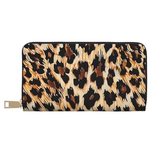 JKLQWC Lange Geldbörse mit Leopardenmuster für Damen und Herren, stilvolle und niedliche PU-Leder-Geldbörse mit Münzgeldbörse und Kreditkartenfach, weiß, Einheitsgröße, Modern von JKLQWC