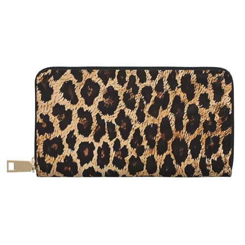 JKLQWC Lange Geldbörse mit Leopardenmuster für Damen und Herren, stilvolle und niedliche PU-Leder-Geldbörse mit Münzgeldbörse und Kreditkartenfach, weiß, Einheitsgröße, Modern von JKLQWC