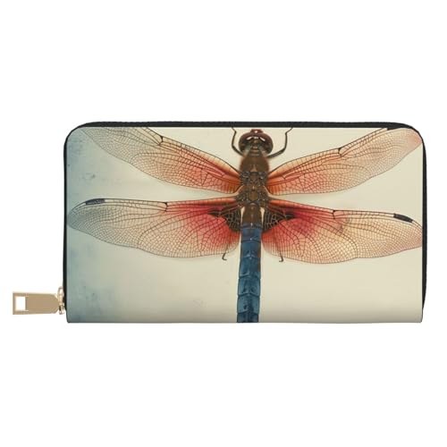 JKLQWC Lange Geldbörse mit Libellen-Druck, für Damen und Herren, stilvolle und niedliche PU-Leder-Geldbörse mit Münzgeldbörse und Kreditkartenfach, weiß, Einheitsgröße, Modern von JKLQWC