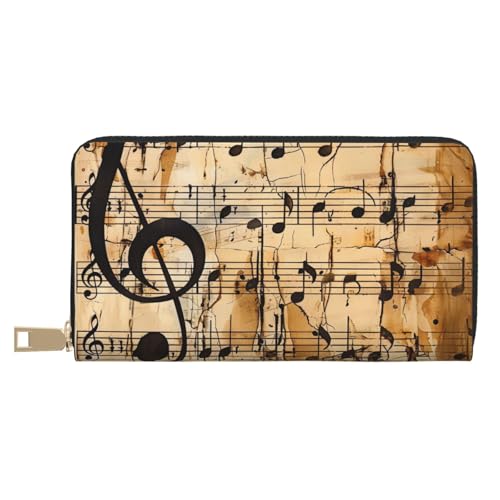JKLQWC Lange Geldbörse mit Musiknoten-Druck, für Damen und Herren, lustige PU-Leder-Geldbörse mit Münzgeldbörse und Kartenhalter, weiß, Einheitsgröße, Modern von JKLQWC