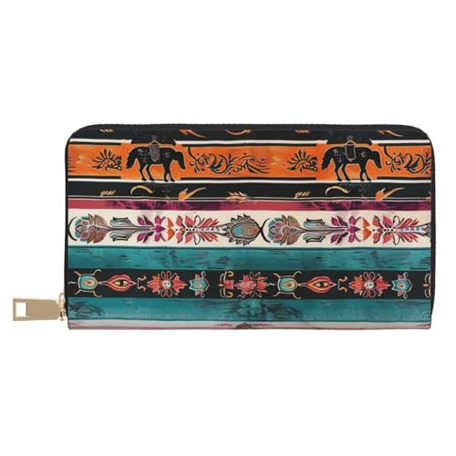 JKLQWC Lange Geldbörse mit Pferdeaufdruck, für Damen und Herren, stilvolle und niedliche PU-Leder-Geldbörse mit Münzgeldbörse und Kreditkartenfach, weiß, Einheitsgröße, Modern von JKLQWC