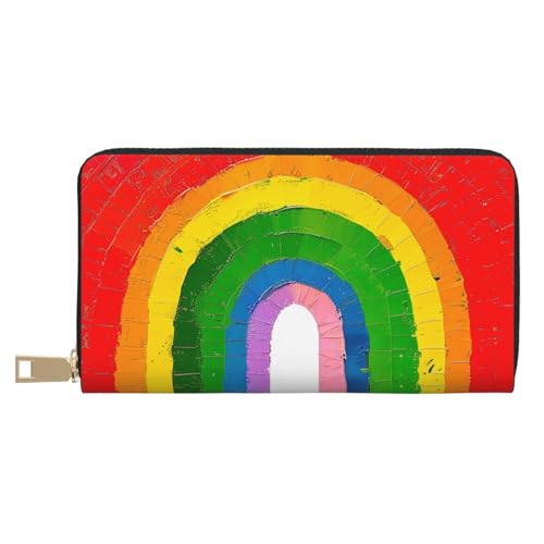 JKLQWC Lange Geldbörse mit Regenbogen-Druck, für Damen und Herren, stilvolle und niedliche PU-Leder-Geldbörse mit Münzgeldbörse und Kreditkartenhalter, weiß, Einheitsgröße, Modern von JKLQWC