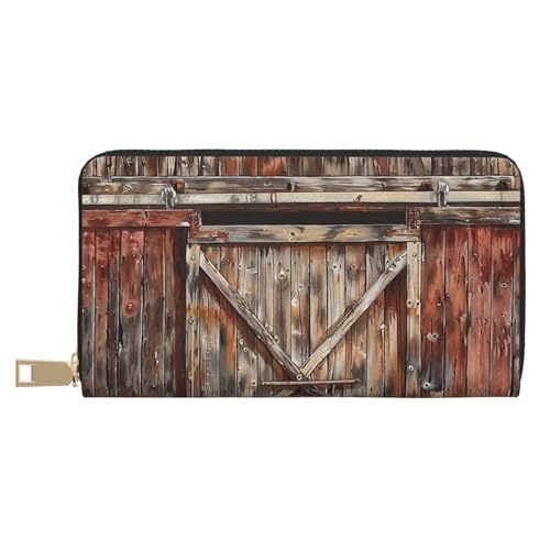 JKLQWC Lange Geldbörse mit Scheunentür für Damen und Herren, stilvolle und niedliche PU-Leder-Geldbörse mit Münzgeldbörse und Kreditkartenfach, weiß, Einheitsgröße, Modern von JKLQWC