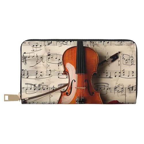 JKLQWC Lange Geldbörse mit Violinennoten für Damen und Herren, stilvolle und niedliche PU-Leder-Geldbörse mit Münzgeldbörse und Kreditkartenhalter, weiß, Einheitsgröße, Modern von JKLQWC