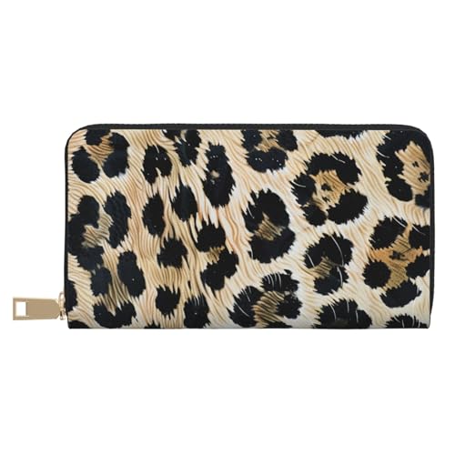 JKLQWC Langes Portemonnaie mit Leopardenmuster für Damen und Herren, stilvolle und niedliche Geldbörse aus PU-Leder mit Münzgeldbörse und Kreditkartenfach, weiß, Einheitsgröße, Modern von JKLQWC