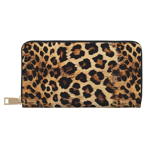 JKLQWC Leopardenmuster bedruckte lange Geldbörse für Damen und Herren, lustige PU-Leder-Geldbörse mit Münzgeldbörse und Kartenhalter, weiß, Einheitsgröße, Modern von JKLQWC
