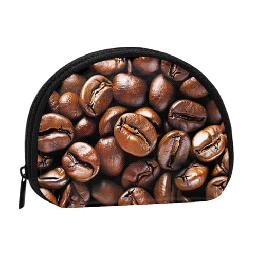 JKLQWC Lustige Geldbörse mit gerösteten Kaffeebohnen, bedruckt, für Damen, niedlich, kleine Kleingeldbörse, Mini-Münzgeldbörse, Beutel mit Reißverschluss, Schwarz , Einheitsgröße, Modern von JKLQWC