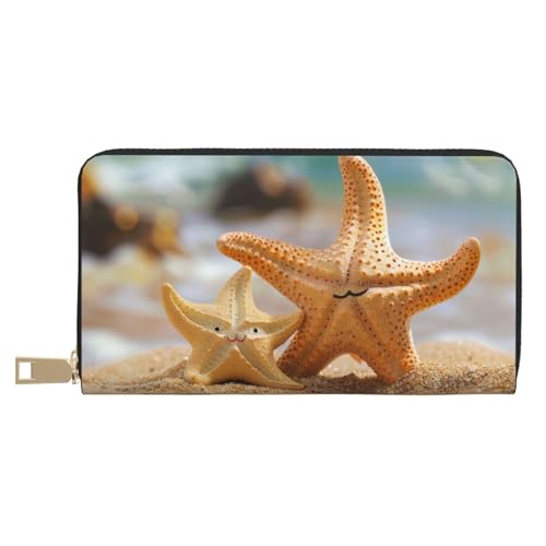 JKLQWC Lustige Strand-bedruckte lange Geldbörse für Damen und Herren, lustige PU-Leder-Geldbörse mit Münzgeldbörse und Kartenhalter, weiß, Einheitsgröße, Modern von JKLQWC