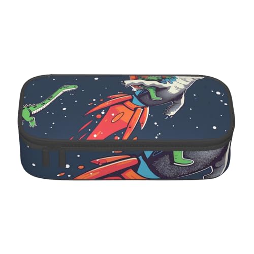 JKLQWC Lustiges Federmäppchen, Motiv: Astronaut, niedlicher Dinosaurier, Rakete, bedruckt, niedliches Federmäppchen, großes Fassungsvermögen, Reißverschluss, Federmäppchen, Organizer für Büro, Schule von JKLQWC