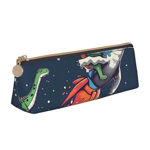 JKLQWC Lustiges Federmäppchen mit Marienkäfermotiv, dreieckig, mit Reißverschluss, leichter Leder-Organizer für Schule, Büro, Reisen, Make-up, Lustiger Astronaut, niedliche Dinosaurier-Rakete von JKLQWC