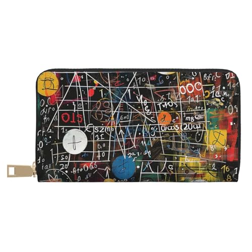 JKLQWC Math Formula Printed Long Wallet for Women Men Stylish and Cute PU Leather Wallet with Coin Purse and Credit Card Holder, weiß, Einheitsgröße, Modern von JKLQWC