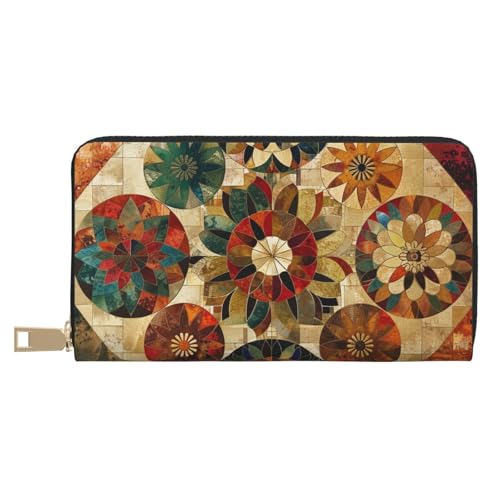 JKLQWC Medaillon-Muster bedruckte lange Geldbörse für Damen und Herren, lustige PU-Leder-Geldbörse mit Münzgeldbörse und Kartenhalter, weiß, Einheitsgröße, Modern von JKLQWC