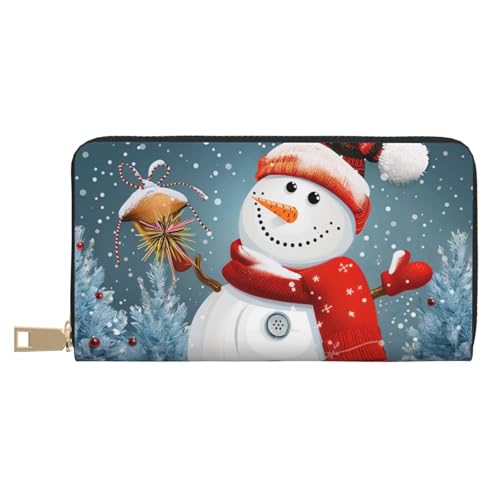 JKLQWC Merry Christmas bedruckte lange Geldbörse für Damen und Herren, lustige PU-Leder-Geldbörse mit Münzgeldbörse und Kartenhalter, weiß, Einheitsgröße, Modern von JKLQWC