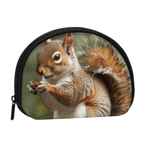 JKLQWC Münzbörse mit Eichhörnchen-Motiv, für Damen, niedlich, klein, Kleingeldbörse, Mini-Münzgeldbeutel, Beutel mit Reißverschluss, Schwarz , Einheitsgröße, Modern von JKLQWC
