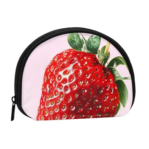 JKLQWC Münzbörse mit Erdbeermotiv für Damen, niedlich, klein, Kleingeldbörse mit Reißverschluss, Schwarz , Einheitsgröße, Modern von JKLQWC