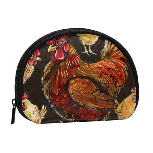 JKLQWC Münzbörse mit Hühner-Aufdruck, für Damen, niedlich, klein, Kleingeldbörse, Mini-Münzgeldbeutel, Beutel mit Reißverschluss, Schwarz , Einheitsgröße, Modern von JKLQWC