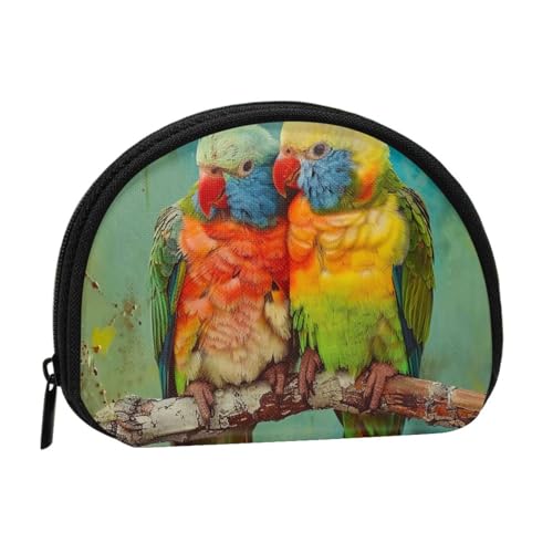 JKLQWC Münzbörse mit Papageien-Aufdruck für Damen, niedlich, klein, Kleingeldbörse mit Reißverschluss, Schwarz , Einheitsgröße, Modern von JKLQWC