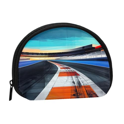 JKLQWC Münzbörse mit Rennstrecken-Motiv, für Damen, niedlich, klein, Kleingeldbörse, Mini-Münzgeldbeutel, Beutel mit Reißverschluss, Schwarz , Einheitsgröße, Modern von JKLQWC