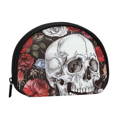 JKLQWC Münzgeldbörse mit Blumenmuster für Damen, niedlich, klein, Kleingeldbörse, Mini-Münzgeldbörse, Beutel mit Reißverschluss, Schwarz , Einheitsgröße, Modern von JKLQWC