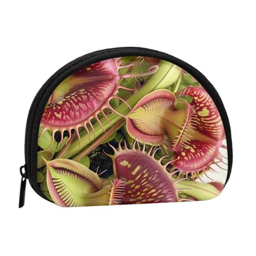 JKLQWC Münzgeldbörse mit Fleischfressender Pflanze für Damen, niedlich, kleine Kleingeldbörse, Mini-Münzgeldbörse, Beutel mit Reißverschluss, Schwarz , Einheitsgröße, Modern von JKLQWC
