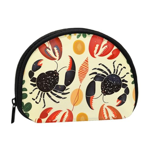 JKLQWC Münzgeldbörse mit Hummer- und Krabbenmotiv, für Damen, niedlich, klein, Kleingeldbörse, Mini-Münzgeldbeutel, Beutel mit Reißverschluss, Schwarz , Einheitsgröße, Modern von JKLQWC