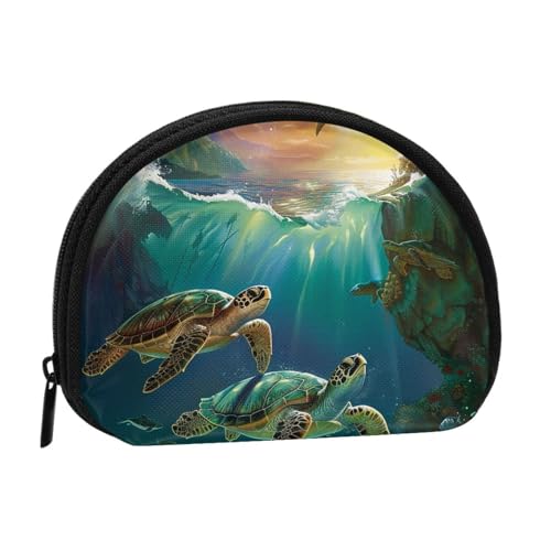 JKLQWC Münzgeldbörse mit Meeresschildkrötenmotiv, für Damen, niedlich, klein, Kleingeldbörse mit Reißverschluss, Schwarz , Einheitsgröße, Modern von JKLQWC