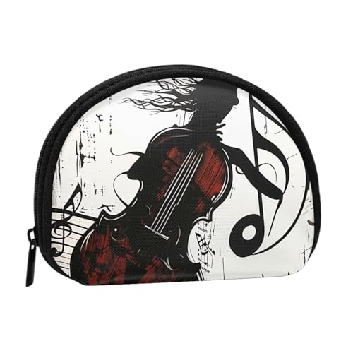 JKLQWC Münzgeldbörse mit Musikkunstdruck, für Damen, niedlich, klein, Kleingeldbörse mit Reißverschluss, Schwarz , Einheitsgröße, Modern von JKLQWC