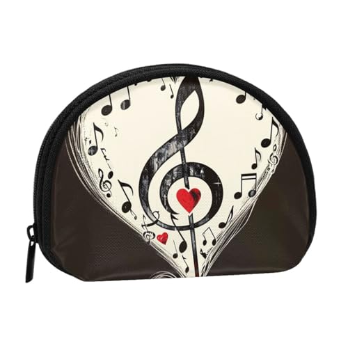 JKLQWC Münzgeldbörse mit Musiksymbolen, Liebe, bedruckt, für Damen, niedlich, klein, Kleingeldbörse mit Reißverschluss, Schwarz , Einheitsgröße, Modern von JKLQWC