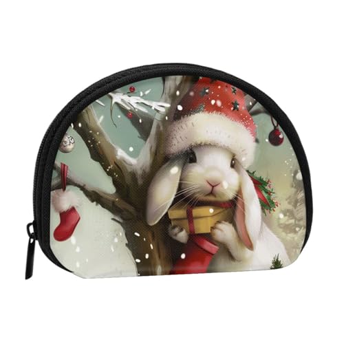 JKLQWC Münzgeldbörse mit Weihnachts-Hasen-Motiv, für Damen, niedlich, klein, Kleingeldbörse, Mini-Münzgeldbeutel, Beutel mit Reißverschluss, Schwarz , Einheitsgröße, Modern von JKLQWC