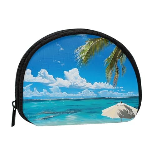 JKLQWC Münzgeldbörse mit tropischem Meer, bedruckt, für Damen, niedlich, klein, Kleingeldbörse, Mini-Münzgeldbörse, Beutel mit Reißverschluss, Schwarz , Einheitsgröße, Modern von JKLQWC
