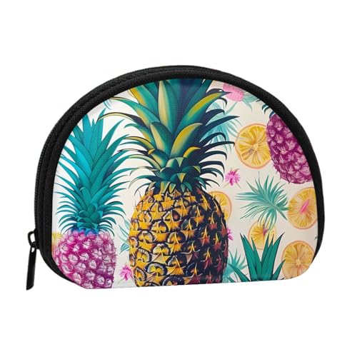JKLQWC Münzgeldbörse mit tropischer Ananas-Motiv, für Damen, niedlich, klein, Kleingeldbörse, Mini-Münzgeldbörse, Beutel mit Reißverschluss, Schwarz , Einheitsgröße, Modern von JKLQWC