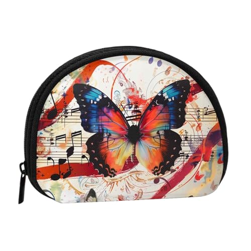 JKLQWC Musica Geldbörse mit Schmetterlings-Motiv, für Damen, niedlich, klein, Kleingeldbörse, Mini-Münzgeldbeutel, Beutel mit Reißverschluss, Schwarz , Einheitsgröße, Modern von JKLQWC